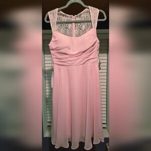 Azazie Pink Lace Midi Dress Size 6